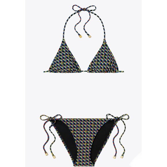 Tory Burch Other - Tory Burch Basketweave Multi Color String Bikini 2 Pc Set NEW Small Piete